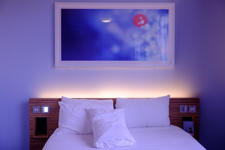 luxury hotel room night city